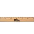 6" Clear Lacquer Beveled Wood Ruler (Spot Color)